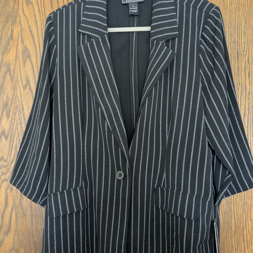 NYC Black Blazer with Pinstripe Details